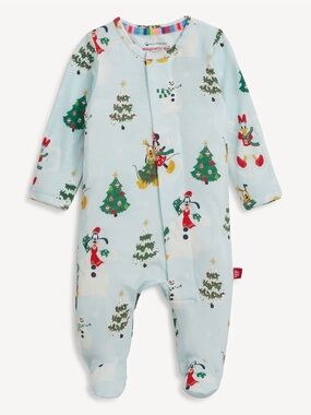New 3-6m Magnetic Me Mickey & Friends Snow Footie Christmas Holiday PJs Baby